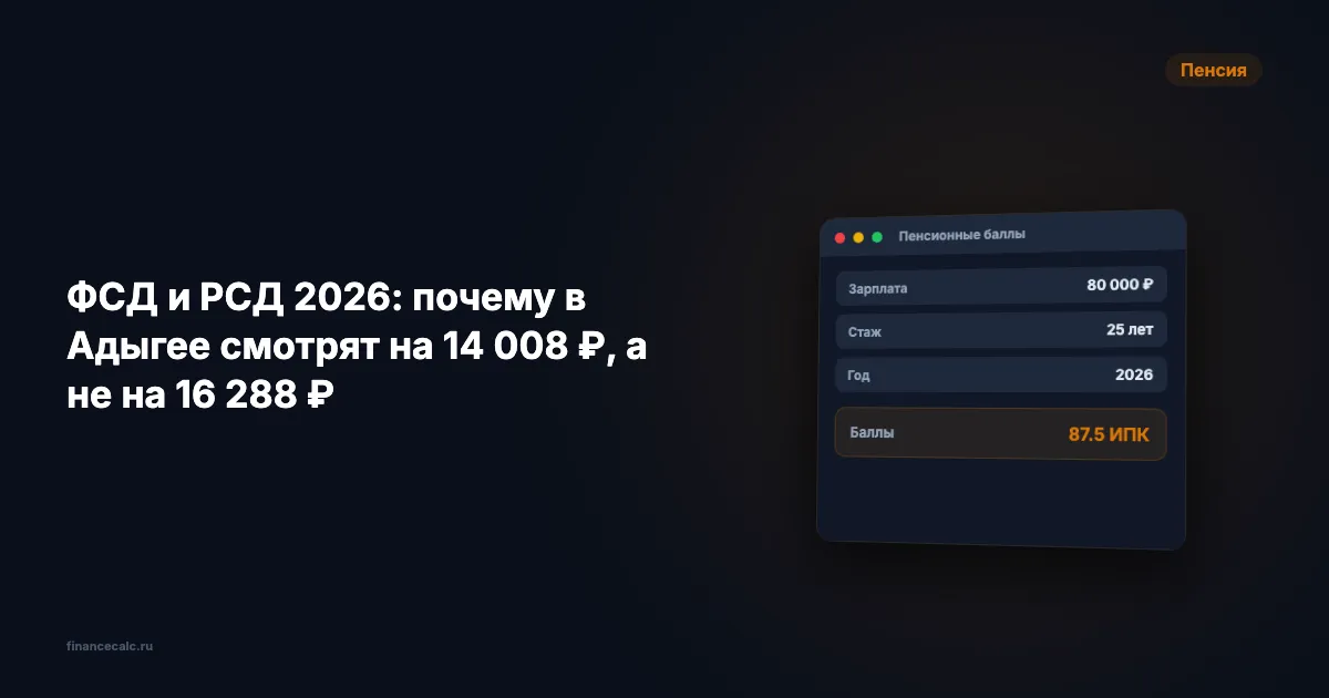 ФСД и РСД 2026: почему в Адыгее смотрят на 14 008 ₽, а не на 16 288 ₽
