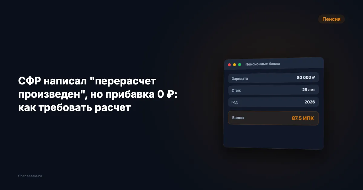 СФР написал "перерасчет произведен", но прибавка 0 ₽: как требовать расчет