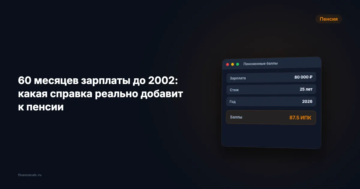 60 месяцев зарплаты до 2002: какая справка реально добавит к пенсии