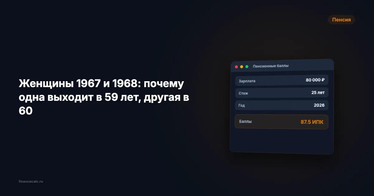 Женщины 1967 и 1968: почему одна выходит в 59 лет, другая в 60