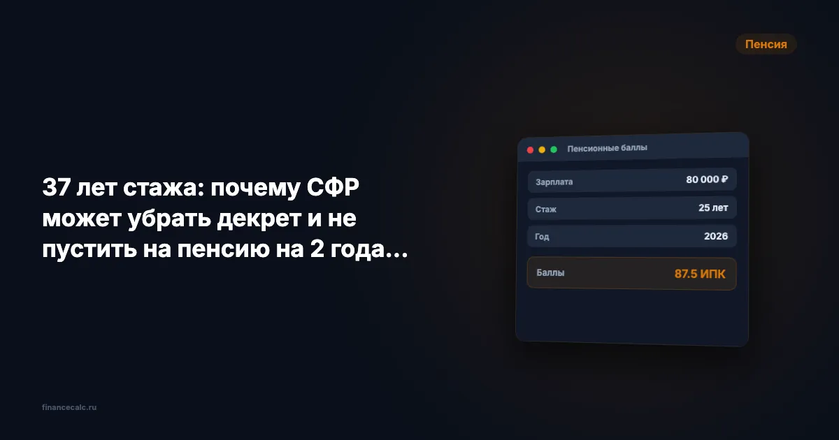 37 лет стажа: почему СФР может убрать декрет и не пустить на пенсию на 2 года раньше