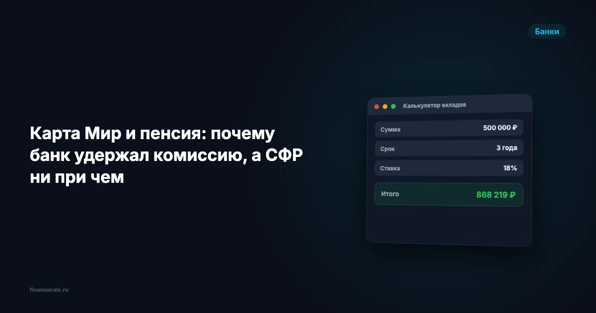 Карта Мир и пенсия: почему банк удержал комиссию, а СФР ни при чем