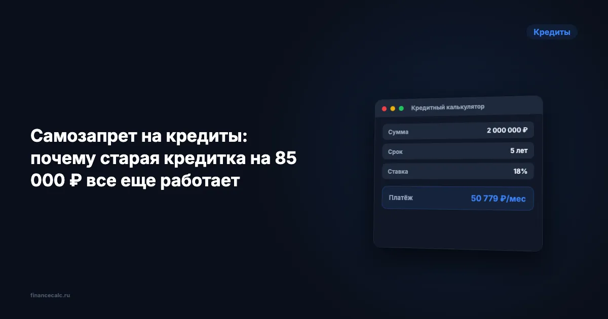 Самозапрет на кредиты: почему старая кредитка на 85 000 ₽ все еще работает