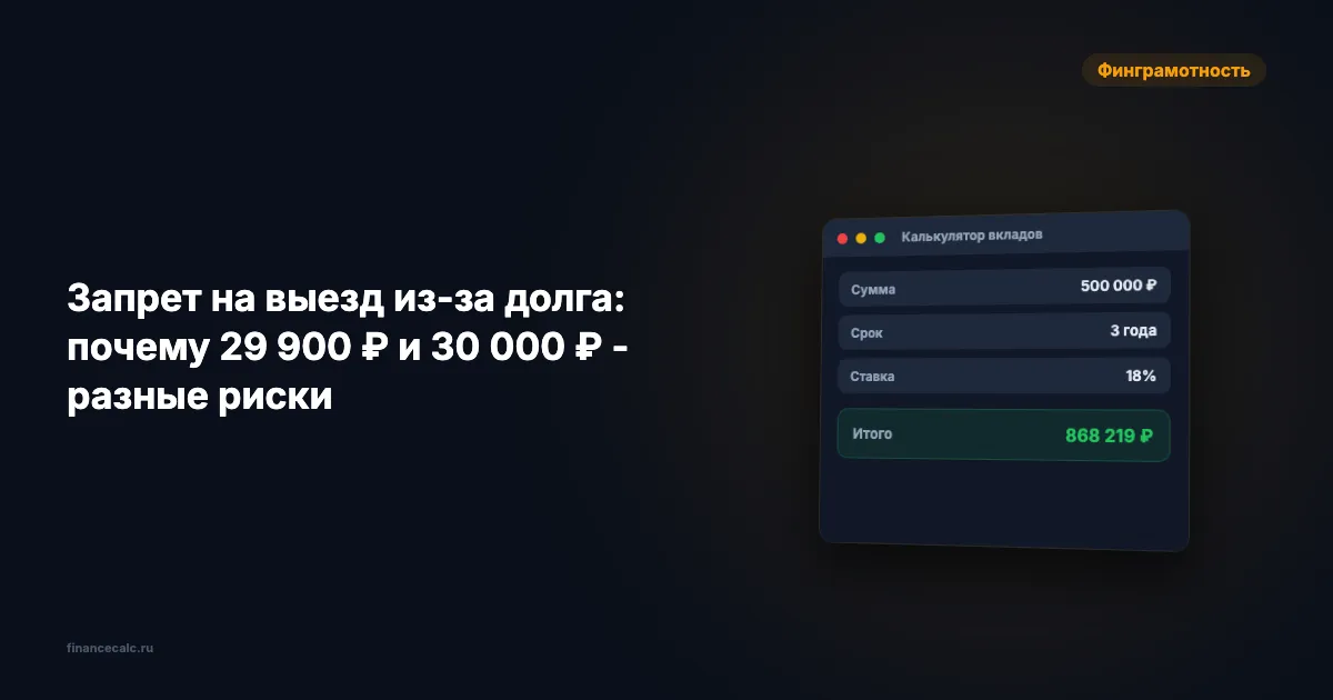Запрет на выезд из-за долга: почему 29 900 ₽ и 30 000 ₽ - разные риски