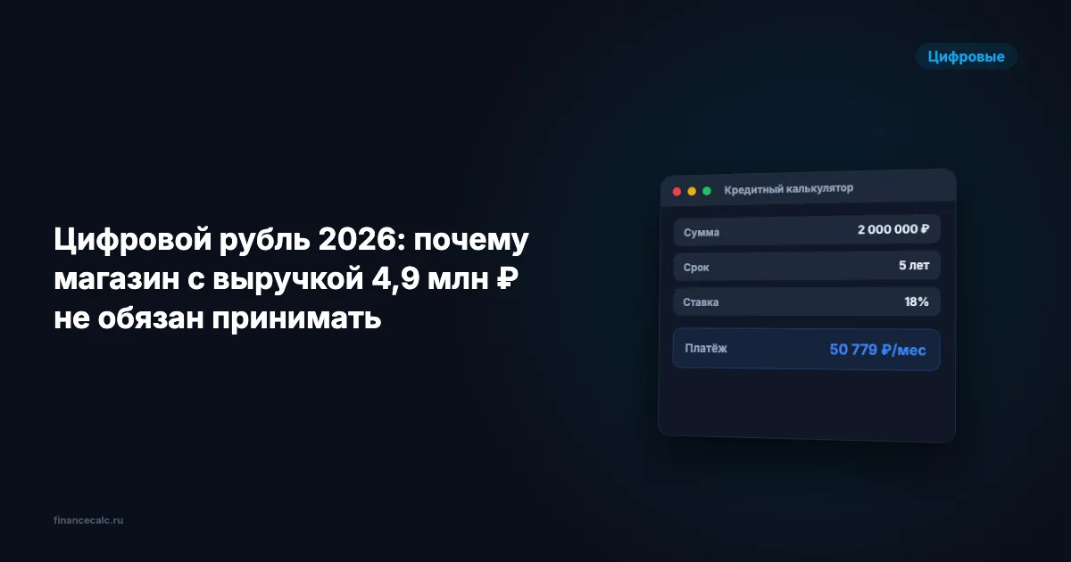Цифровой рубль 2026: почему магазин с выручкой 4,9 млн ₽ не обязан принимать