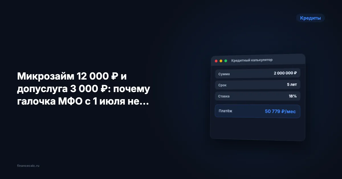 Микрозайм 12 000 ₽ и допуслуга 3 000 ₽: почему галочка МФО с 1 июля не работает