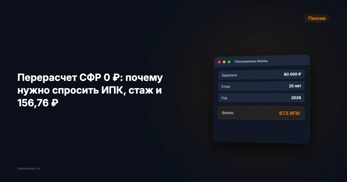 Перерасчет СФР 0 ₽: почему нужно спросить ИПК, стаж и 156,76 ₽