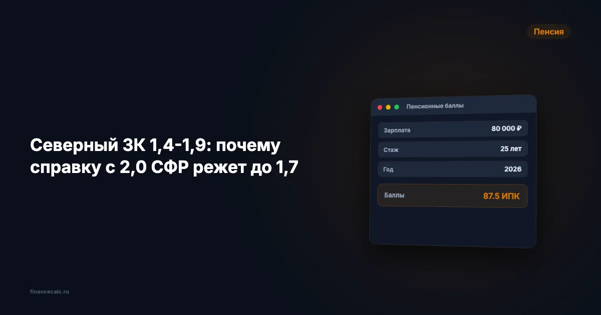 Северный ЗК 1,4-1,9: почему справку с 2,0 СФР режет до 1,7