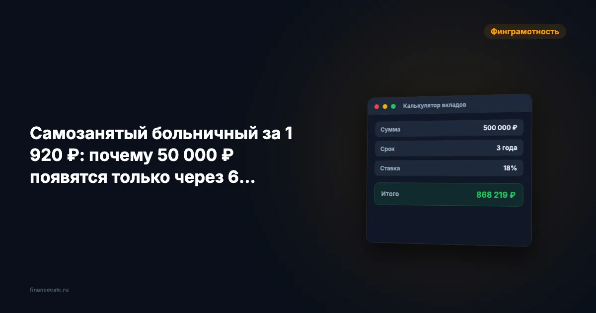 Самозанятый больничный за 1 920 ₽: когда появится право на 50 000 ₽