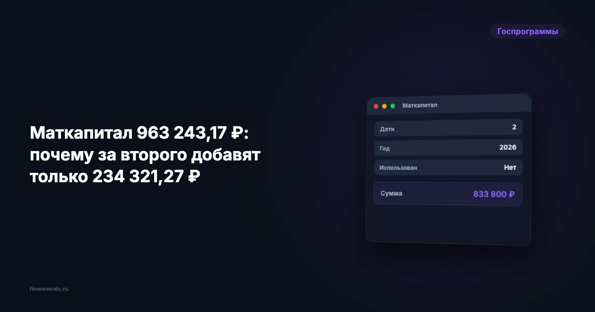 Маткапитал 963 243,17 ₽: как проверить доплату 234 321,27 ₽ за второго