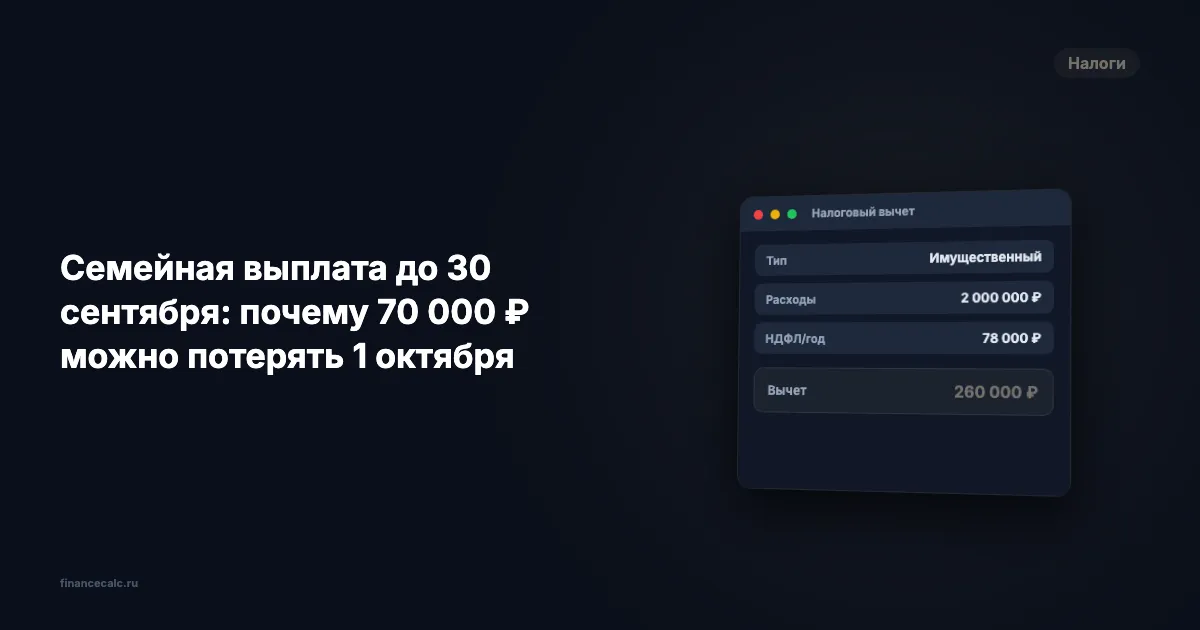 Семейная выплата до 30 сентября: какие сроки проверить на 70 000 ₽