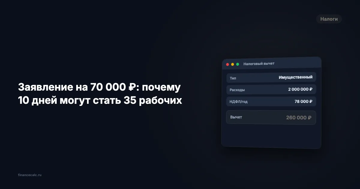 Заявление на 70 000 ₽: почему 10 дней могут стать 35 рабочих
