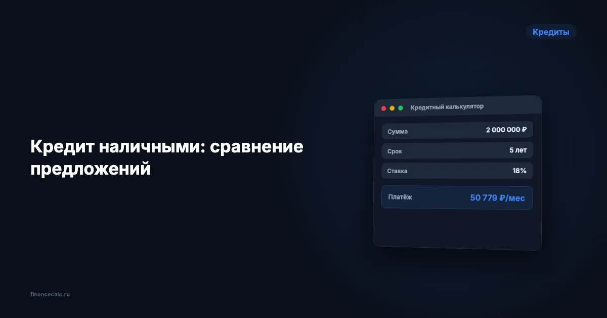 Кредит наличными: сравнение предложений 2026