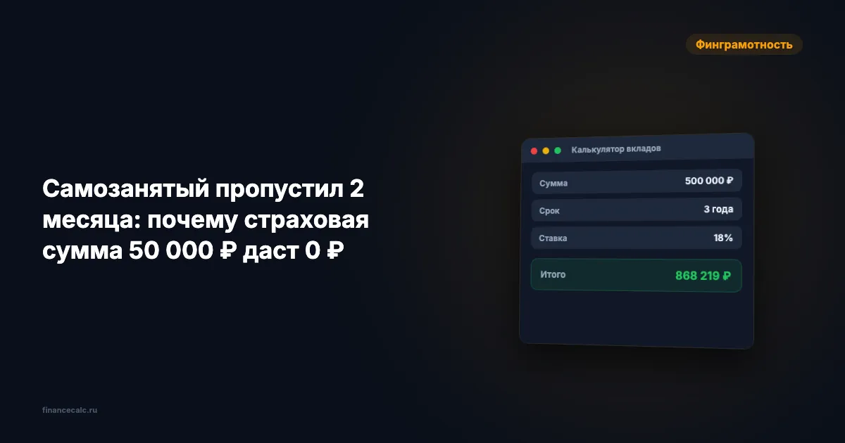 Самозанятый пропустил 2 месяца: как проверить право на 50 000 ₽