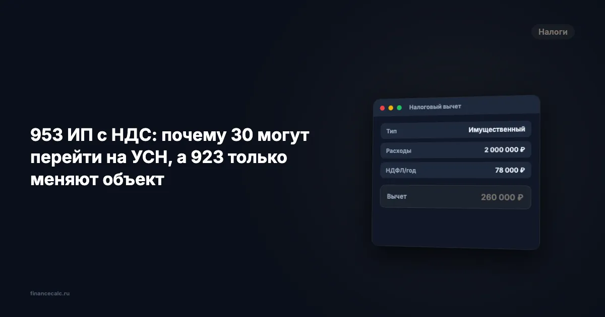 953 ИП с НДС: почему 30 могут перейти на УСН, а 923 только меняют объект