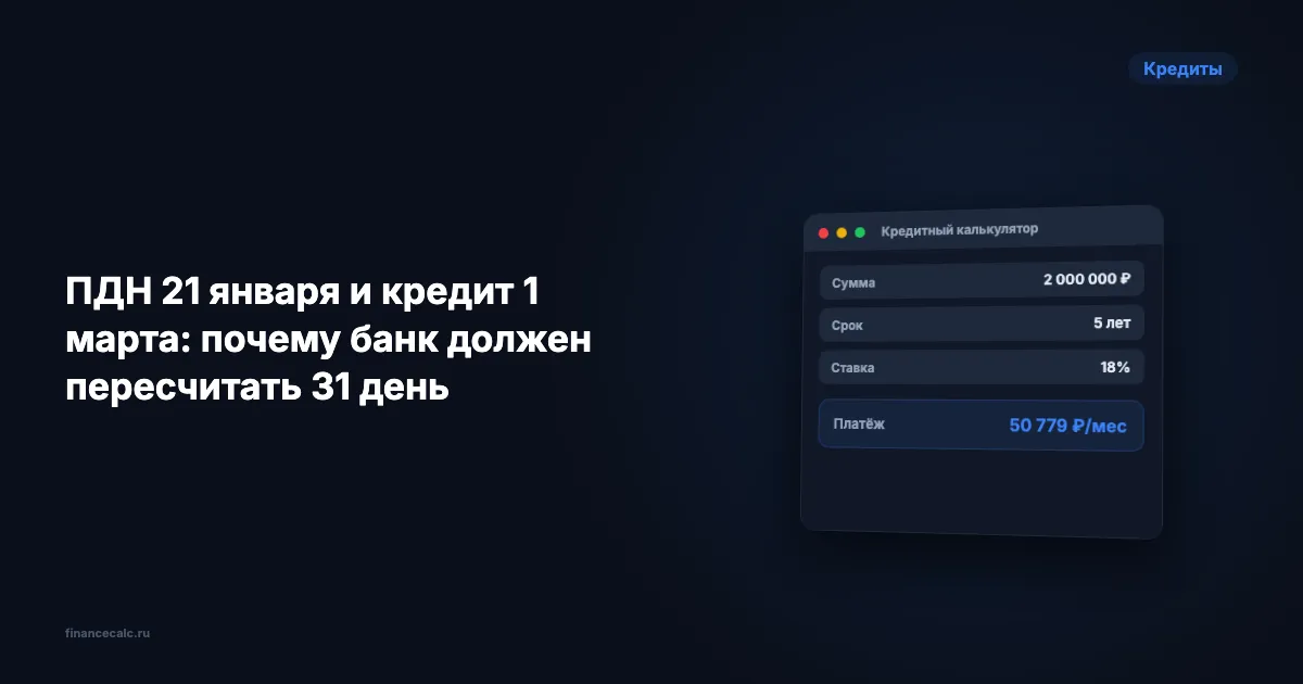 ПДН 21 января и кредит 1 марта: почему банк должен пересчитать 31 день