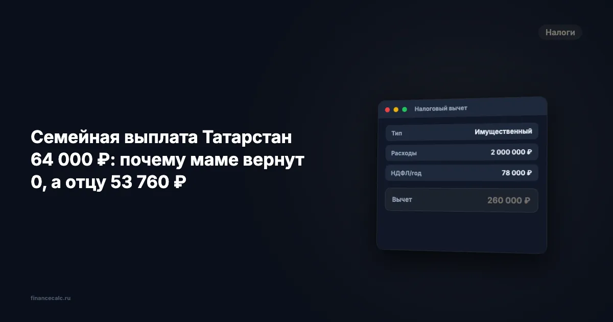 Семейная выплата Татарстан 64 000 ₽: как проверить доли мамы и отца