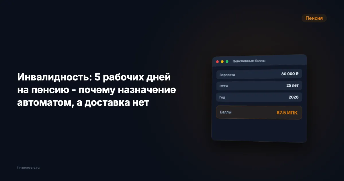 Инвалидность: 5 рабочих дней на пенсию - почему назначение автоматом, а доставка нет