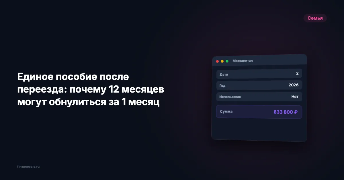 Единое пособие после переезда: почему 12 месяцев могут обнулиться за 1 месяц