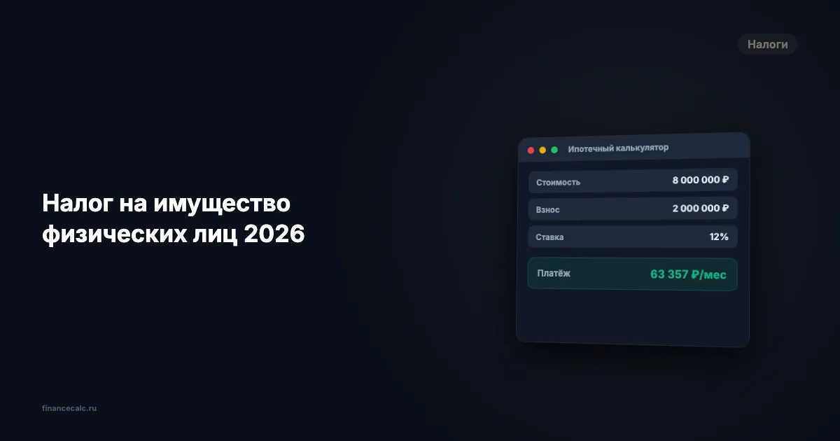 Налог на имущество физических лиц 2026: ставки и расчёт