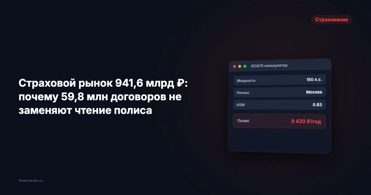 Страховой рынок 941,6 млрд ₽: почему 59,8 млн договоров не заменяют чтение полиса