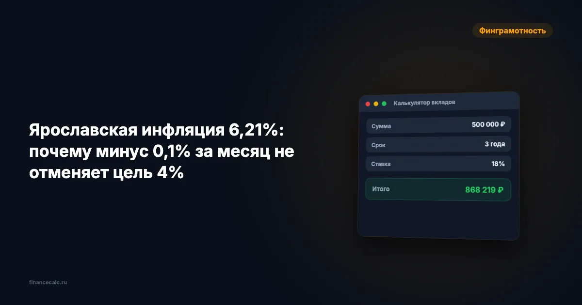 Ярославская инфляция 6,21%: почему минус 0,1% за месяц не отменяет цель 4%