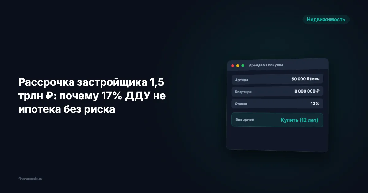 Рассрочка застройщика 1,5 трлн ₽: почему 17% ДДУ не ипотека без риска