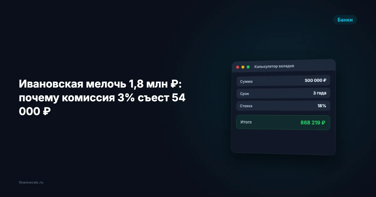 Ивановская мелочь 1,8 млн ₽: почему комиссия 3% съест 54 000 ₽