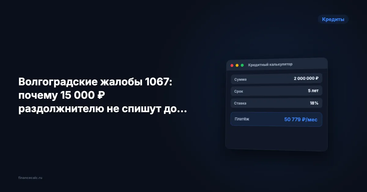 Волгоградские жалобы 1067: почему 15 000 ₽ раздолжнителю не спишут долг МФО