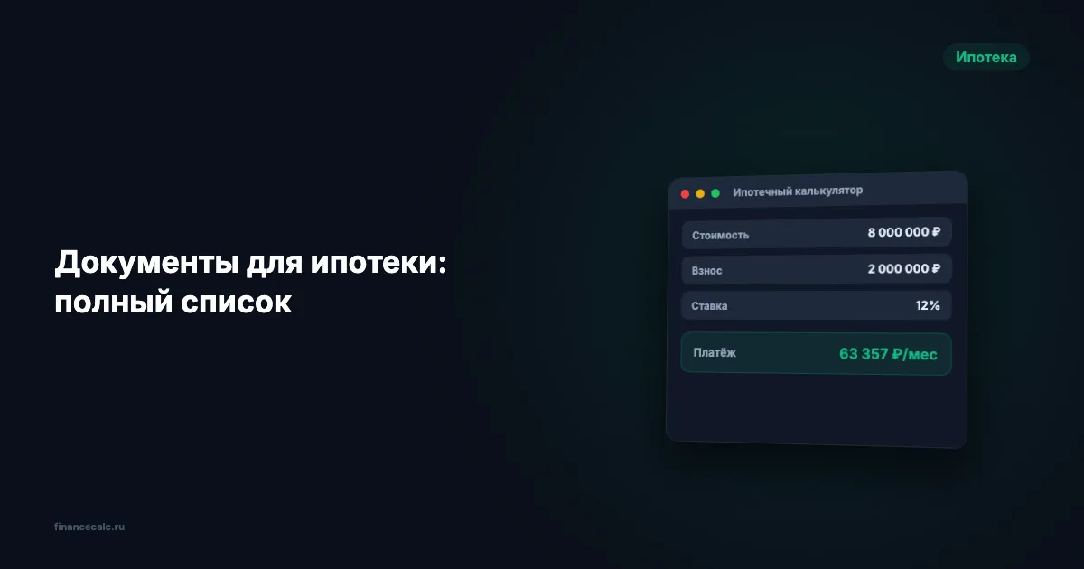 Документы для ипотеки: полный список 2026