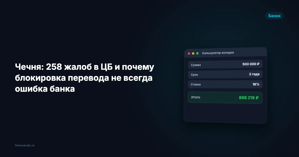 Чечня: 258 жалоб в ЦБ и почему блокировка перевода не всегда ошибка банка