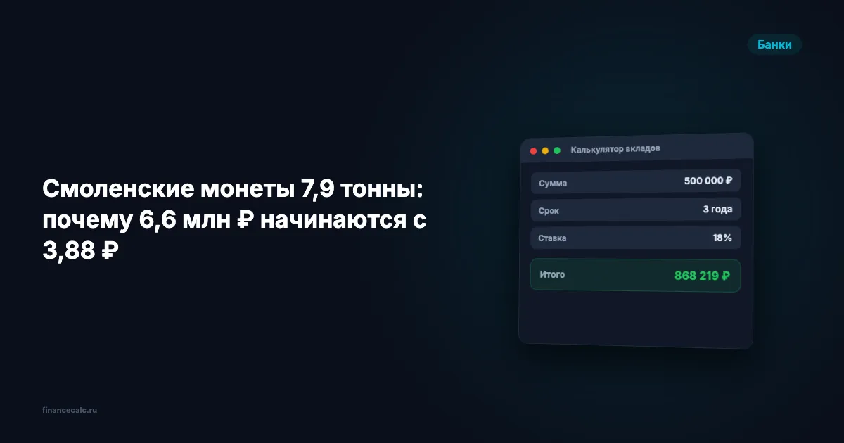 Смоленские монеты 7,9 тонны: почему 6,6 млн ₽ начинаются с 3,88 ₽