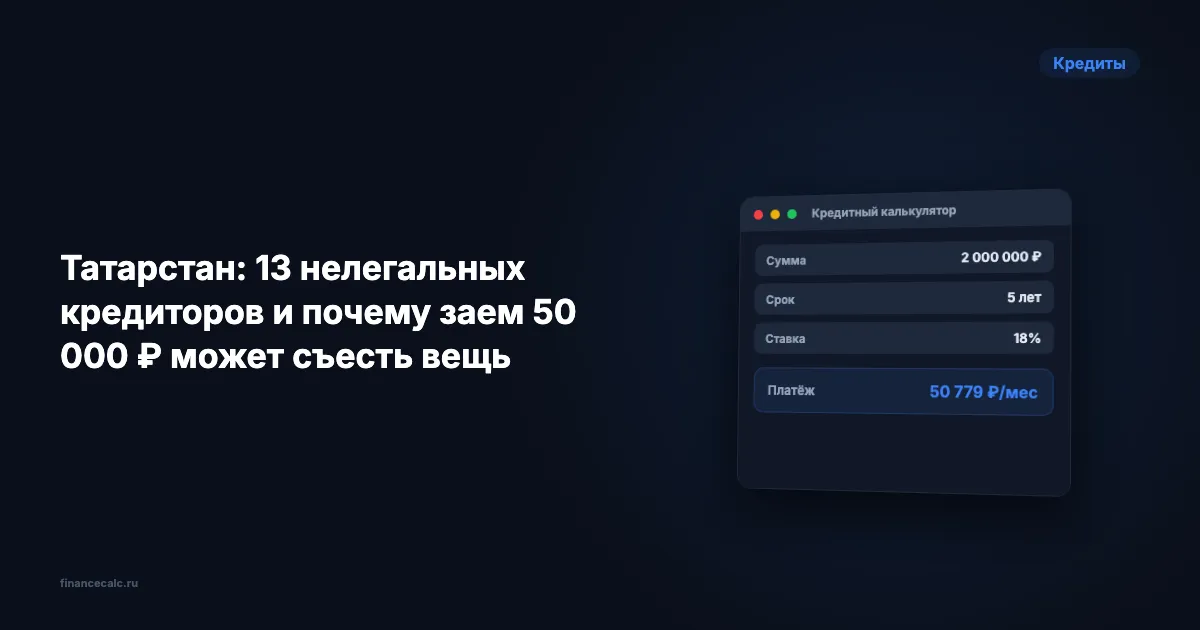 Татарстан: 13 нелегальных кредиторов и почему заем 50 000 ₽ может съесть вещь