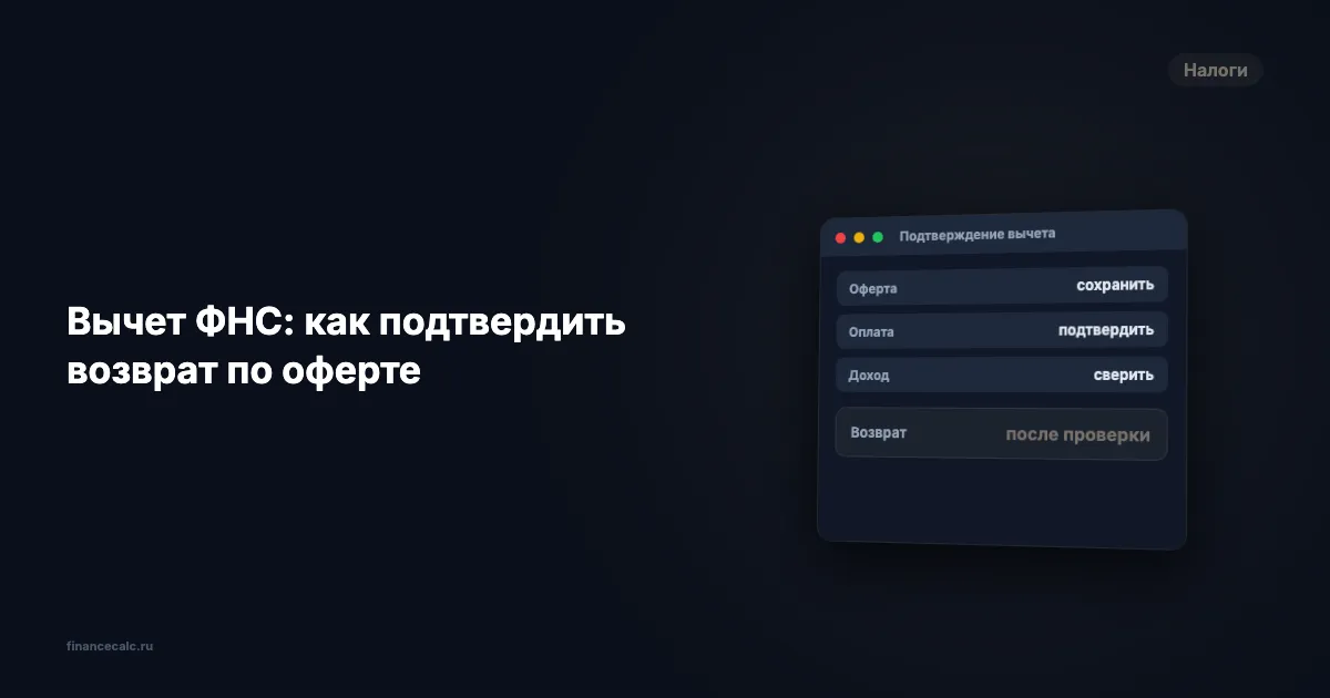 Вычет ФНС: 1 млн оферт и как подтвердить возврат