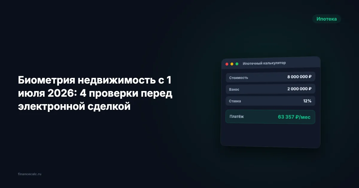 Биометрия недвижимость с 1 июля 2026: 4 проверки перед электронной сделкой