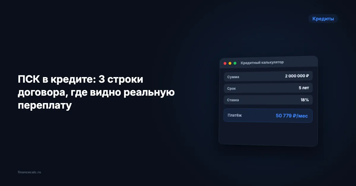 ПСК в кредите: 3 строки договора, где видно реальную переплату