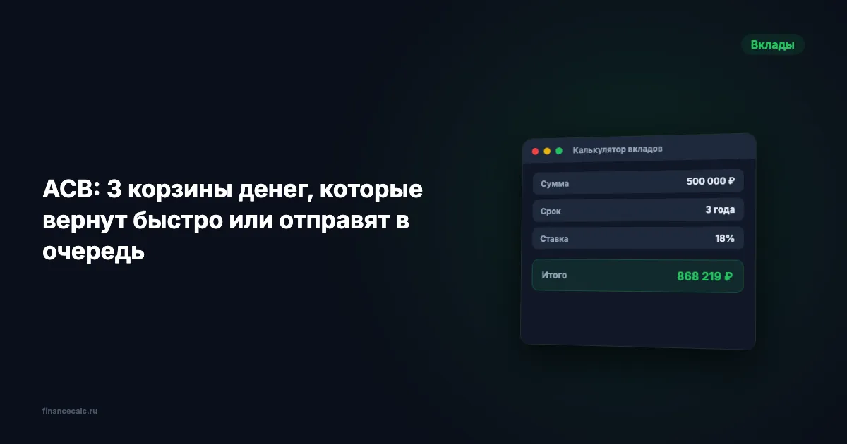 АСВ: 3 корзины денег, которые вернут быстро или отправят в очередь