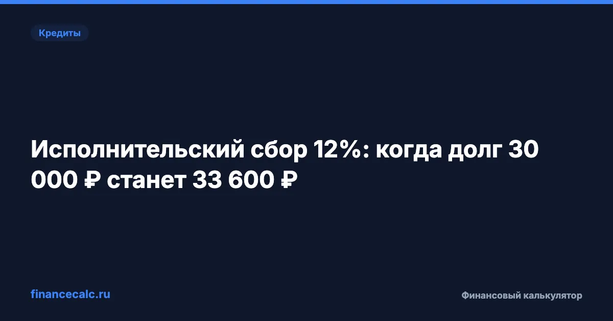 Исполнительский сбор 12%: когда долг 30 000 ₽ станет 33 600 ₽