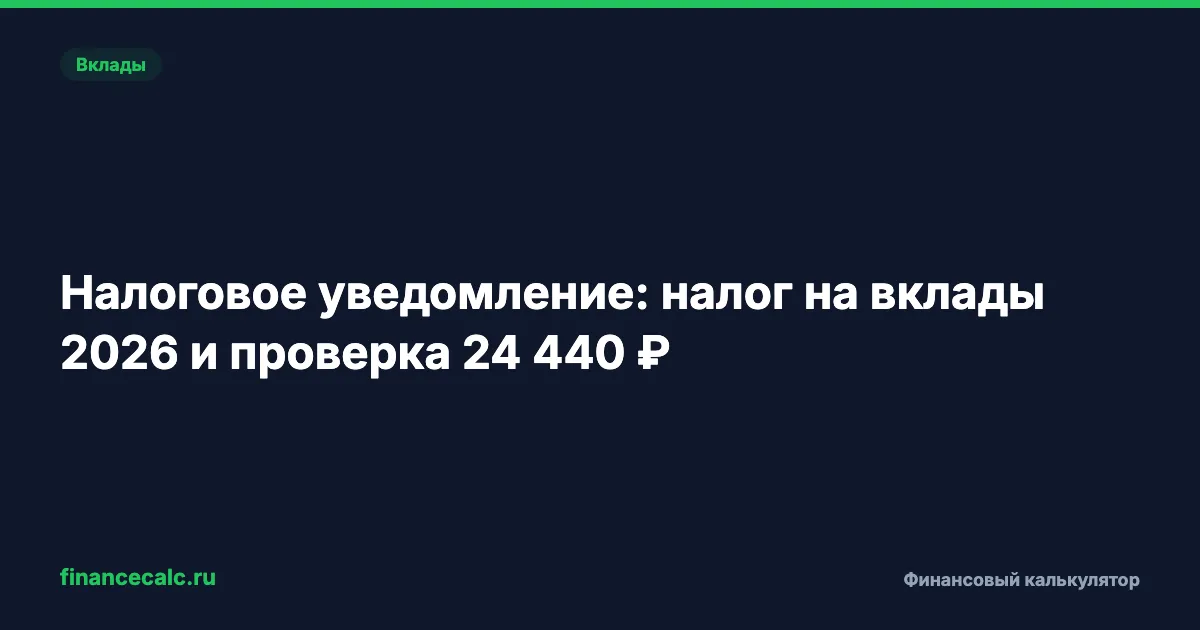 Налоговое уведомление: налог на вклады 2026 и проверка 24 440 ₽
