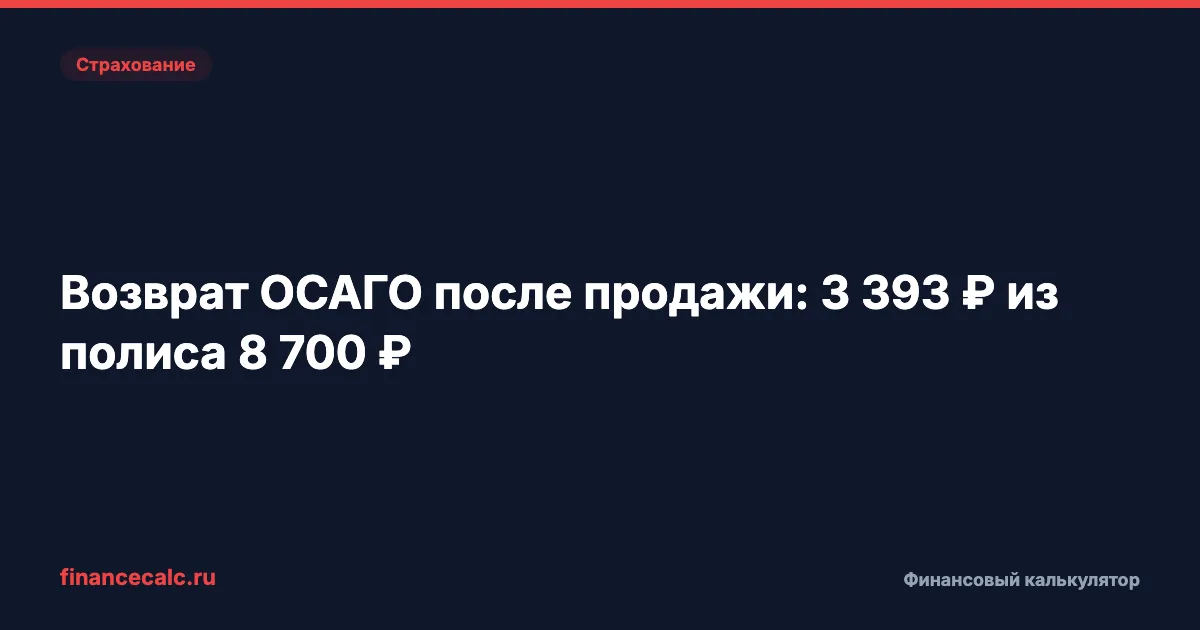 Возврат ОСАГО при продаже автомобиля: почему из полиса за 8 700 ₽ вернут 3 393 ₽ при половине срока