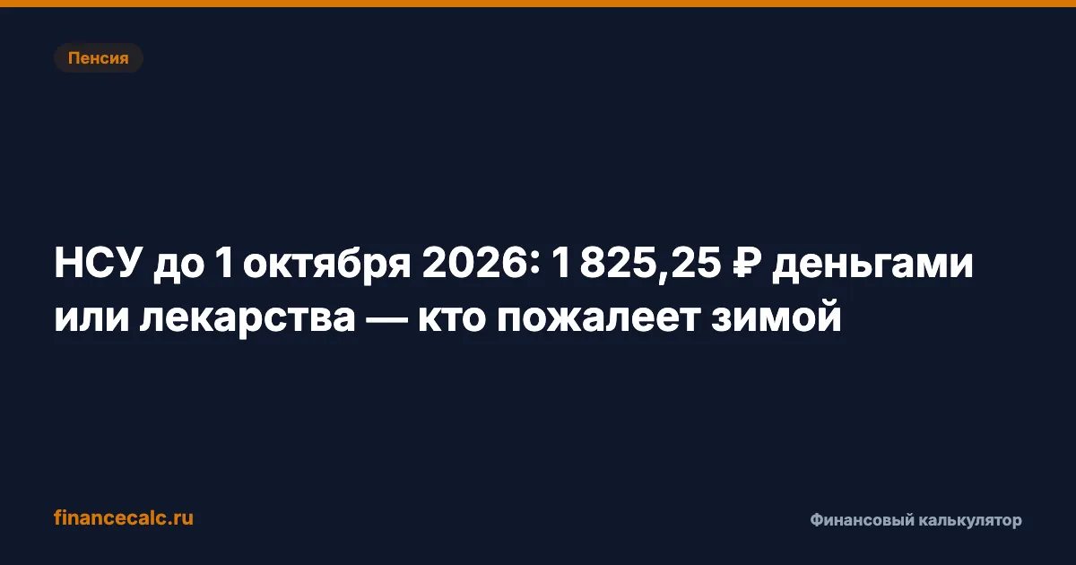 НСУ до 1 октября 2026: 1 825,25 ₽ деньгами или лекарства — кто пожалеет зимой