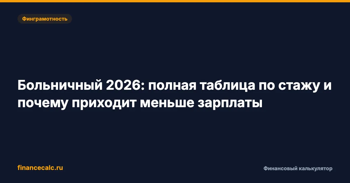 Больничный 2026: полная таблица по стажу и почему приходит меньше зарплаты
