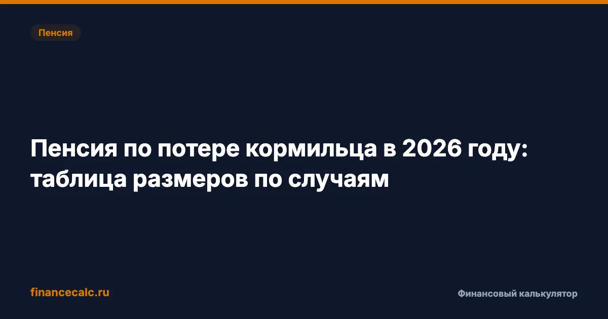 Пенсия по потере кормильца в 2026 году: таблица размеров по случаям