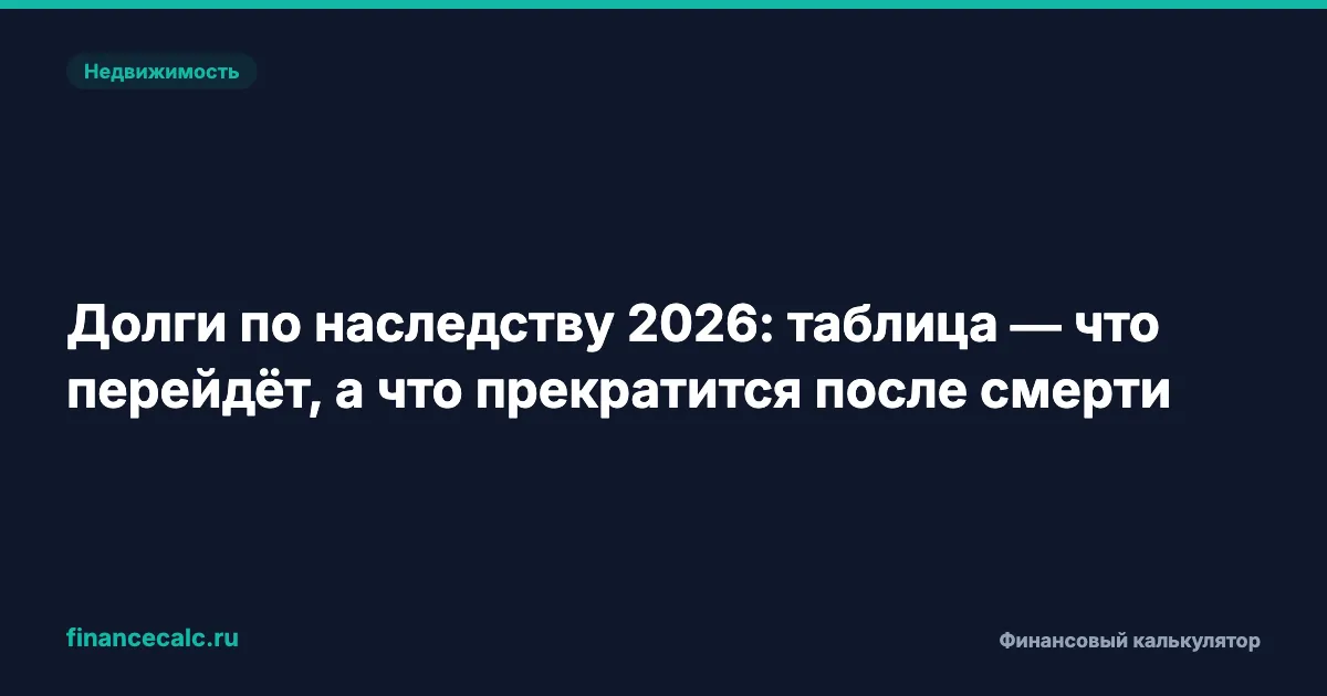 Долги по наследству 2026: таблица — что перейдёт, а что прекратится после смерти