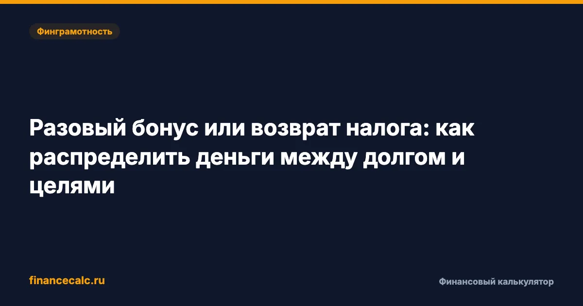 Разовый бонус или возврат налога: как распределить деньги между долгом и целями