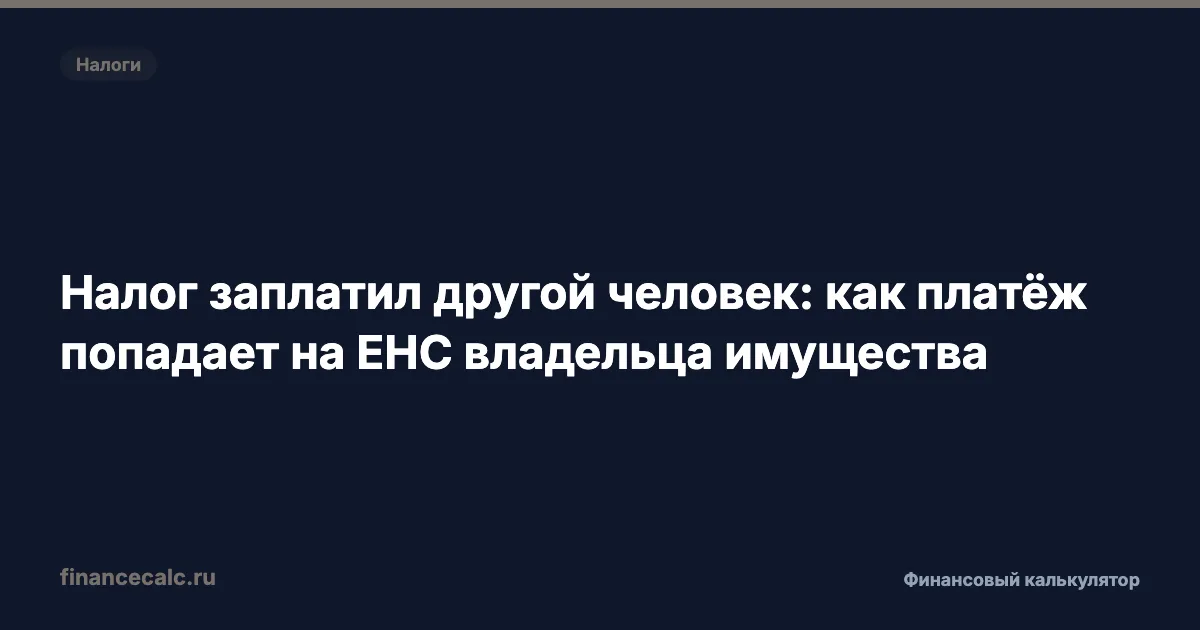 Налог заплатил другой человек: как платёж попадает на ЕНС владельца имущества