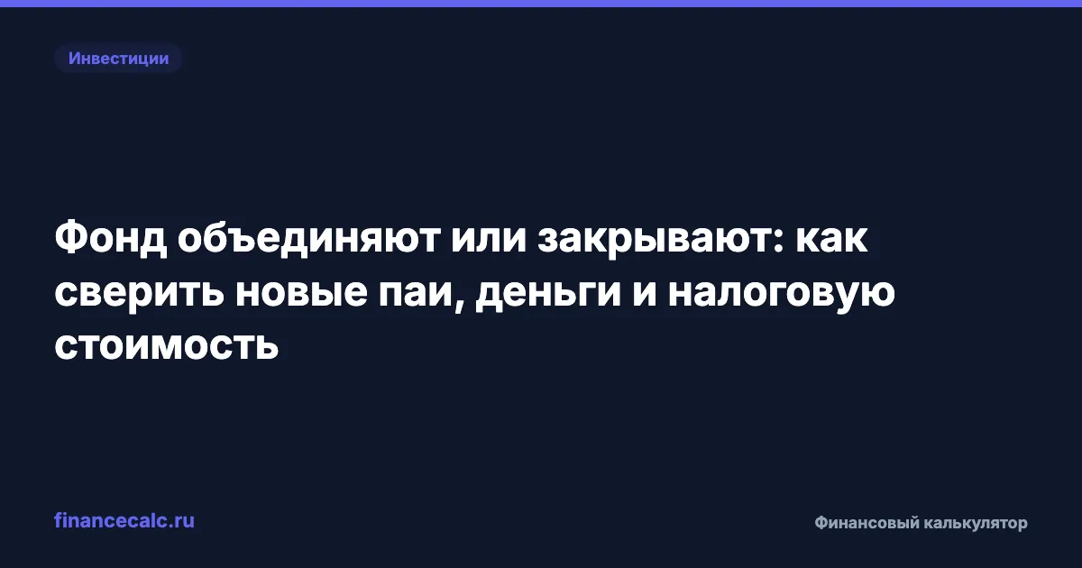 Фонд объединяют или закрывают: как сверить паи, деньги и налоговую базу