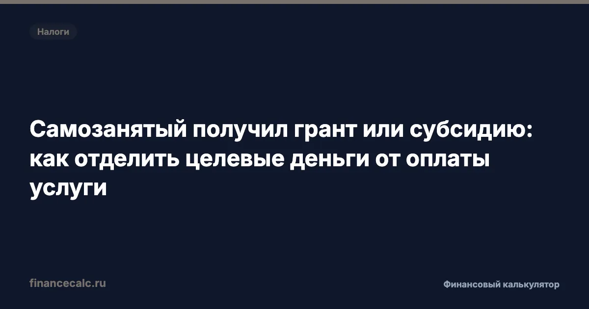 Самозанятый получил грант или субсидию: как отделить целевые деньги от оплаты услуги
