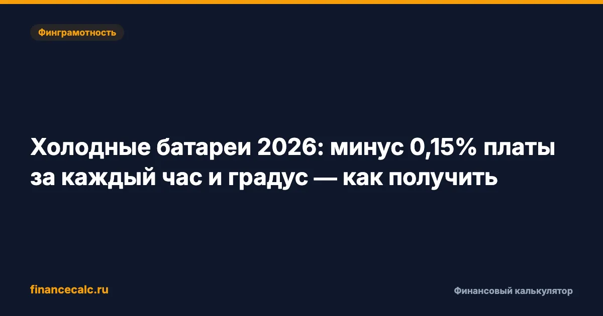 Холодные батареи 2026: минус 0,15% платы за каждый час и градус — как получить