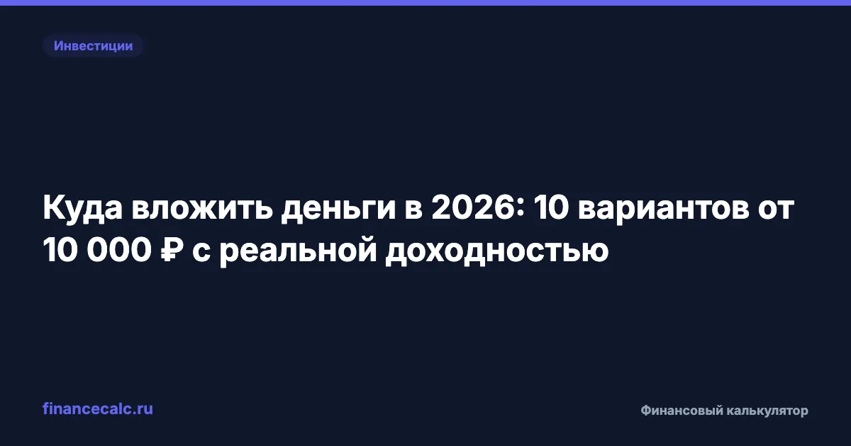 Куда вложить деньги в 2026: 10 вариантов от 10 000 ₽ с реальной доходностью